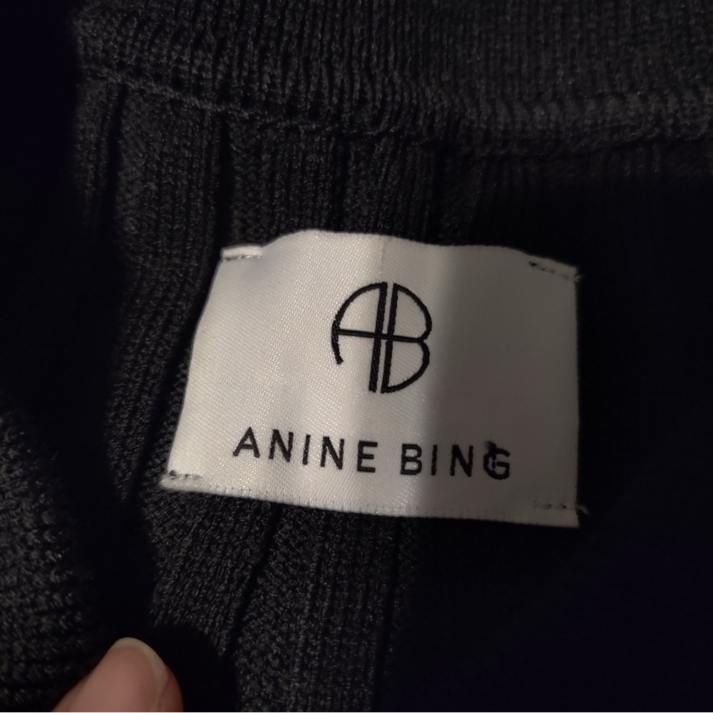 Anine Bing Joslyn Midi Dress Black Long Sleeve Knit Sweater Button Front Ribbed - Picture 4 of 7